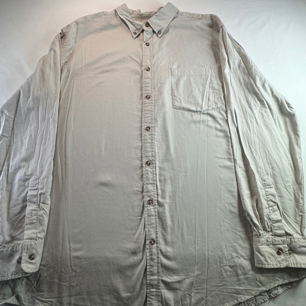 The Foundry Supply Co Mens 2XLT Tan Khaki Long Sleeve Cotton Button Down Shirt